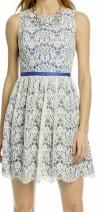 Shoshanna Dresses & Skirts - Shoshanna Lace Sleeveless Dress Size 4 Blue Cream